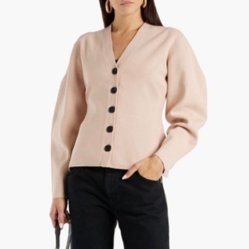 A.L.C. Nate V Neck Button Front Cardigan Classic Minimalist Cream Sz S